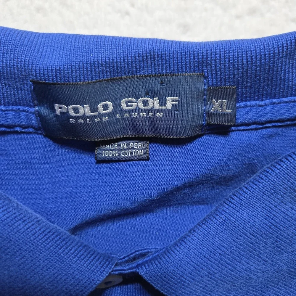 Vintage 90s Polo Golf Ralph Lauren Polo Men's XL Blue Single Stitch Chest Crest